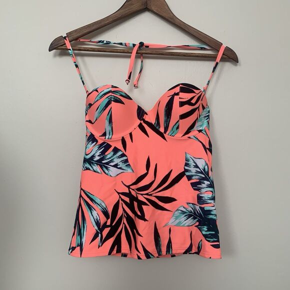 Old Navy Other - New Old Navy Women Orange Palm Leaf Print Halter Balconett Tankini Top S